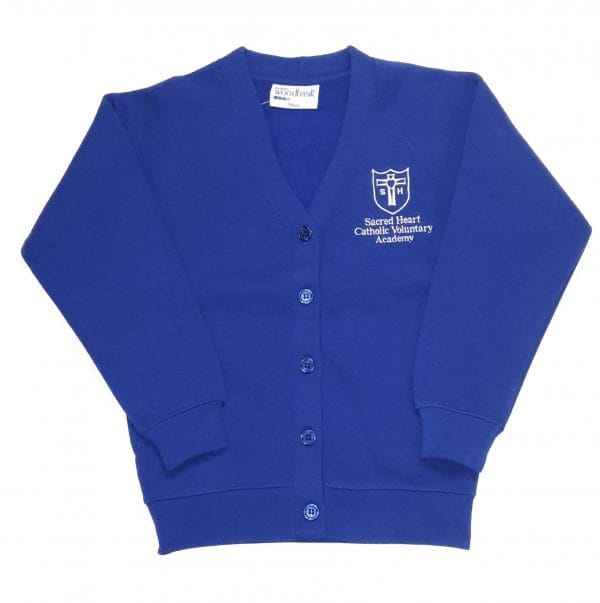 Sacred Heart Girls Cobalt Blue Cardigan w/Logo