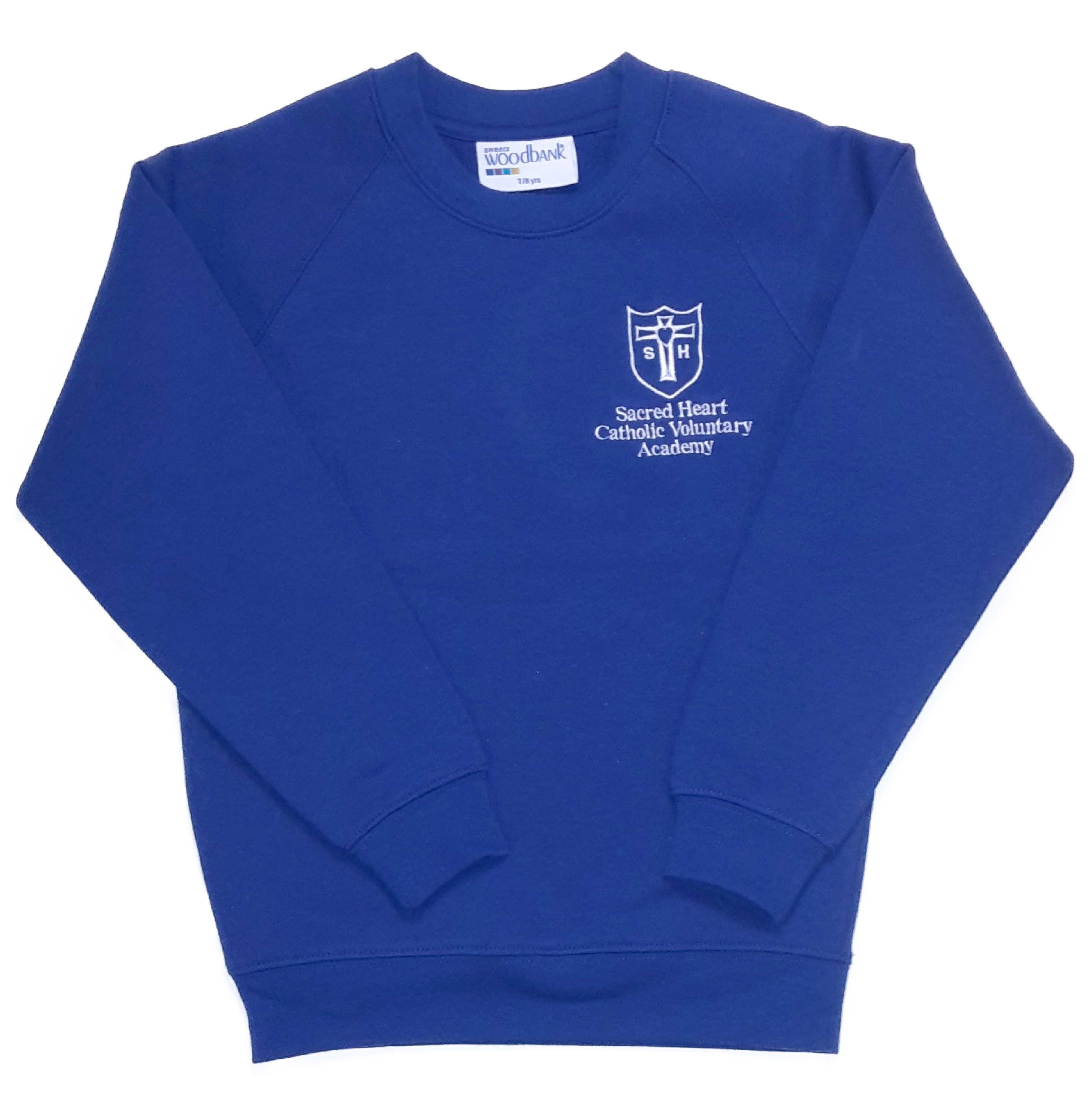 Sacred Heart Cobalt Blue Crew Neck Sweatshirt w/Logo - Schoolwear Solutions