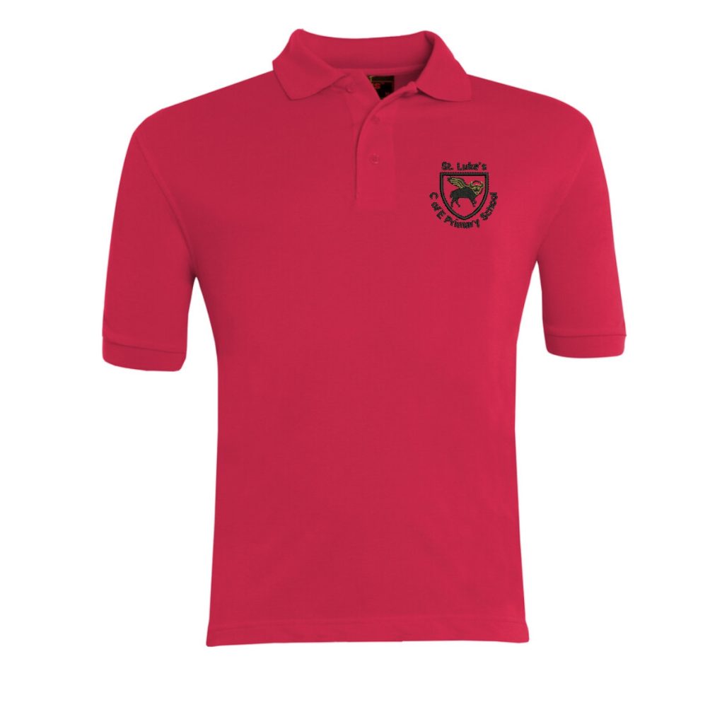 St Lukes Red Polo Shirt w/Logo - Schoolwear Solutions