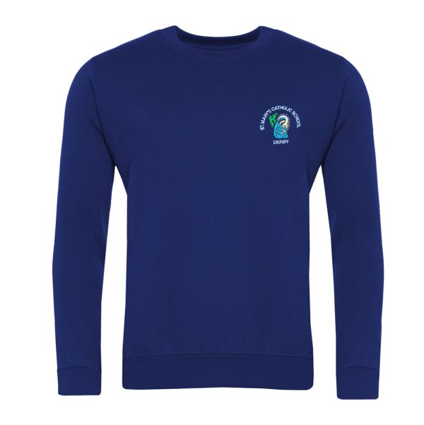St Mary's Catholic Crew Neck Sweatshirt Royal w/Logo