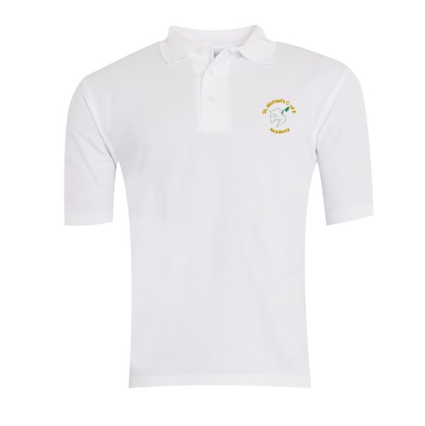 St Michael White Polo Shirt w/Logo