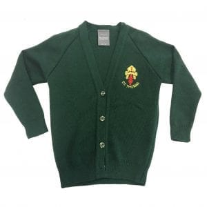 St Thomas Hereford Girls Bottle Green Knitted Cardigan w/Logo