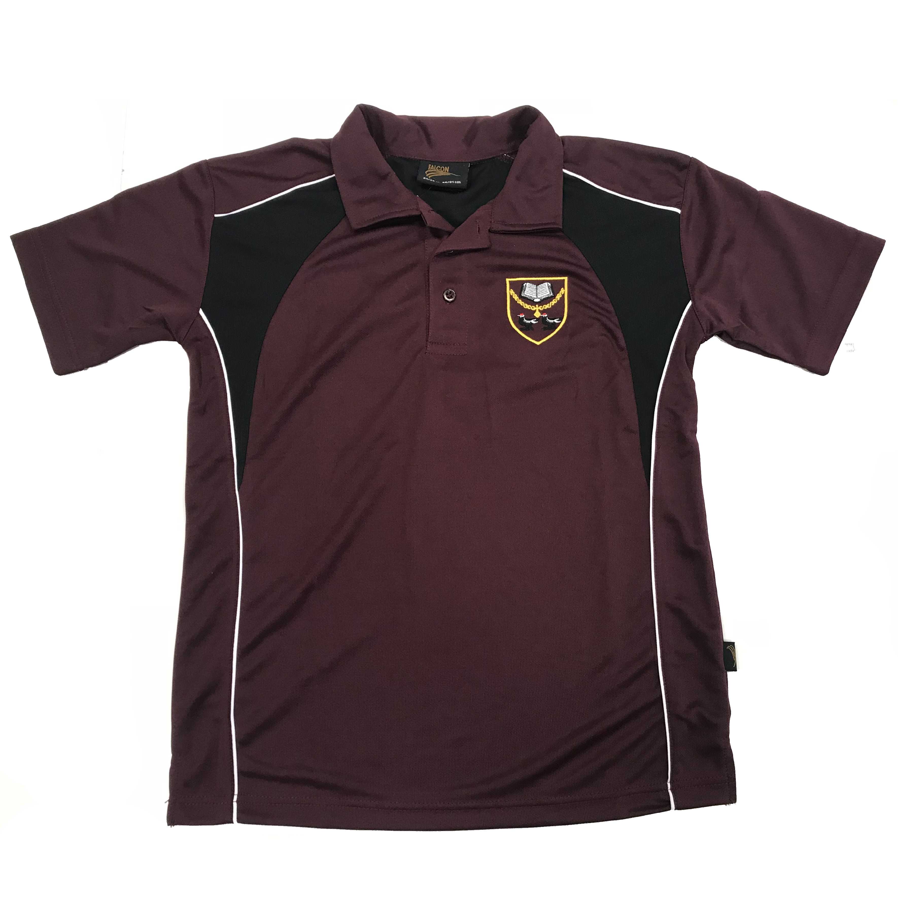 St Thomas More Mrn/Blk P.E. Boys Polo Shirt w/Logo - Schoolwear Solutions