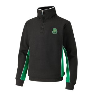 Trinity 1/4 Zip Top Black/Emerald w/Logo