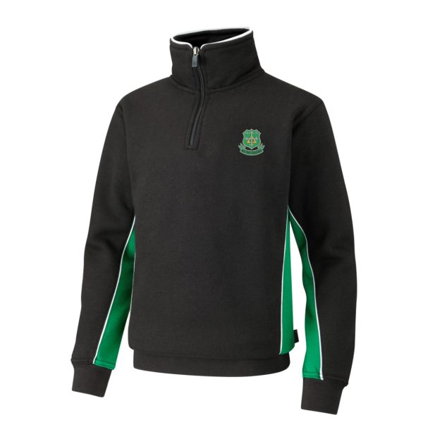 Trinity 1/4 Zip Top Black/Emerald w/Logo