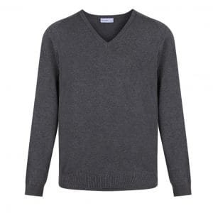 Unisex Grey Cotton V-Neck Pullover
