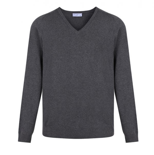 Unisex Grey Cotton V-Neck Pullover
