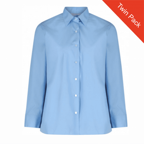 Girl Long Sleeved Blouse - Twin Pack - Blue