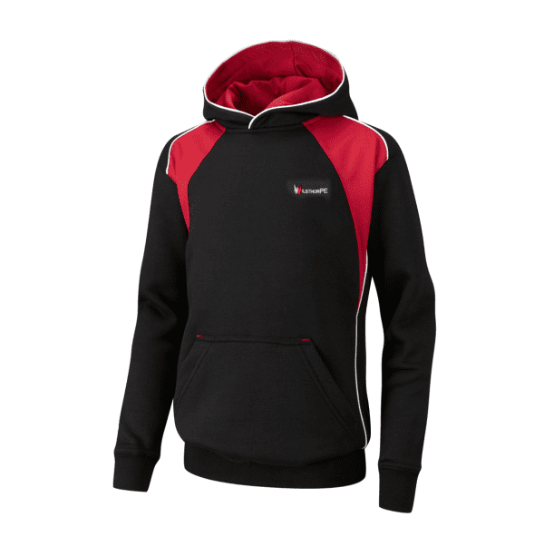 Wilsthorpe Hooded PE Top Black/Red w/Logo