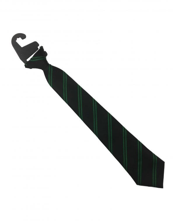 Lees Brook Blk/Grn School Clip on Tie