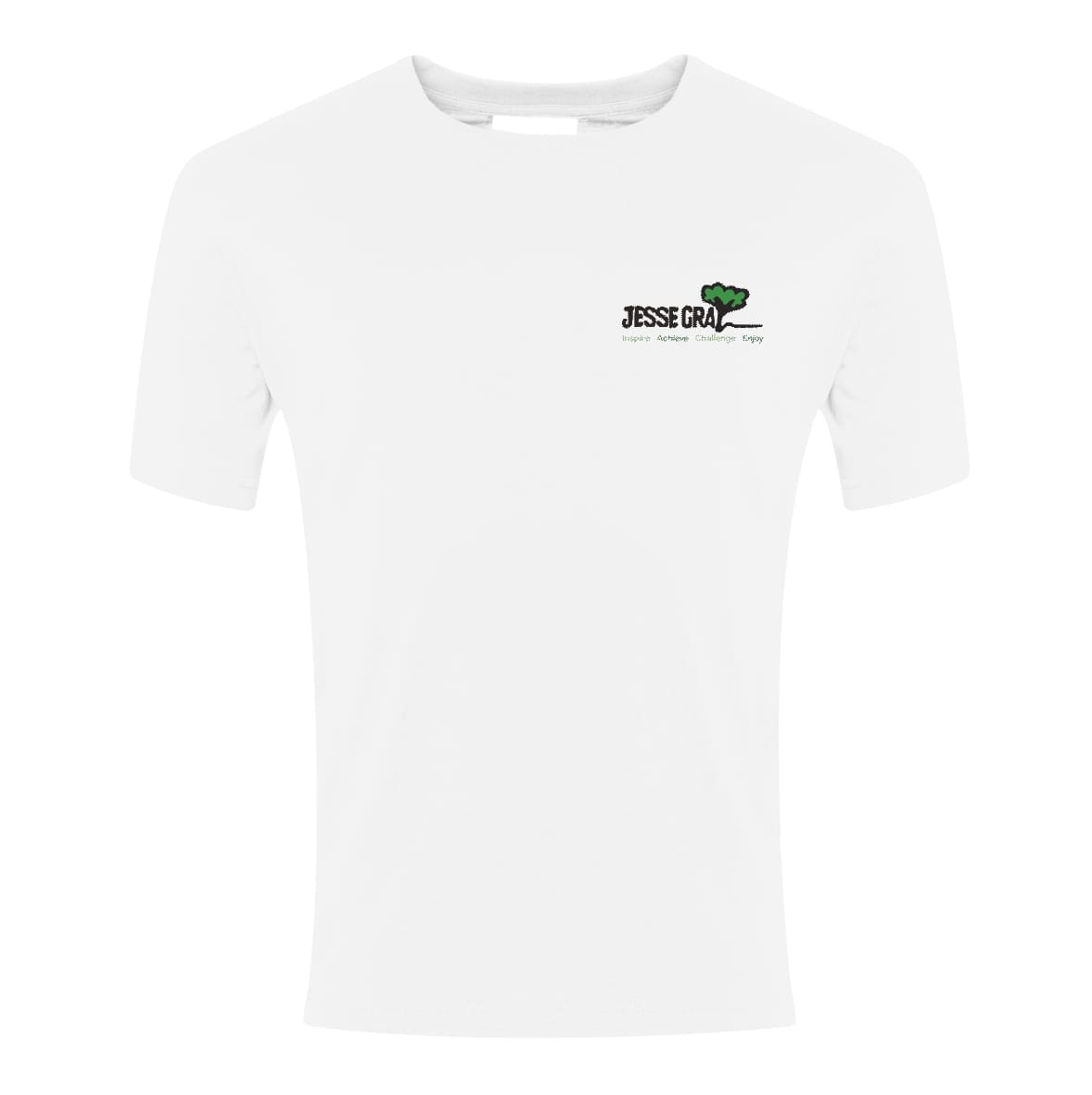 Jesse Gray Primary School White P E T Shirt W Logo Schoolwear Solutions