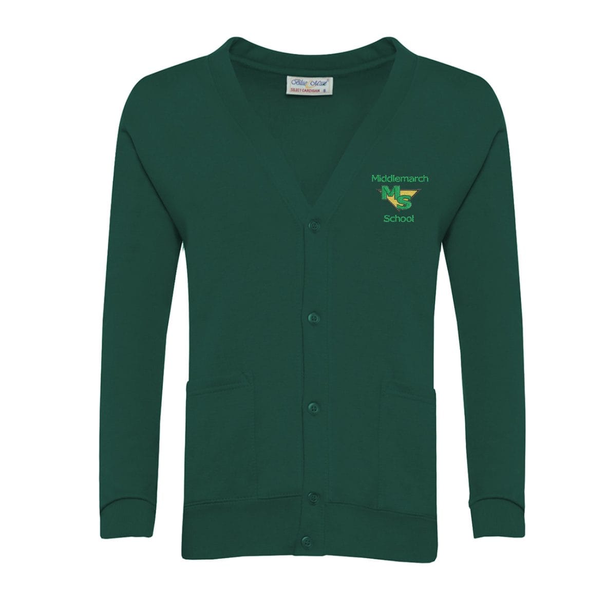 Middlemarch Girls Bottle Green Cardigan w/Logo - Schoolwear Solutions