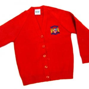 Girls Red Cardigan With Logo