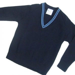 LHS Girls Navy Trimmed V-Neck Jumper