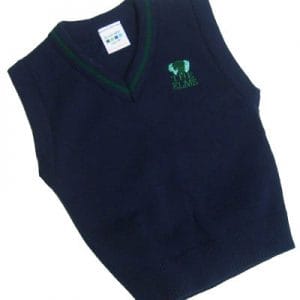 Boys Navy With Green Trim V Neck Slipover With Badge