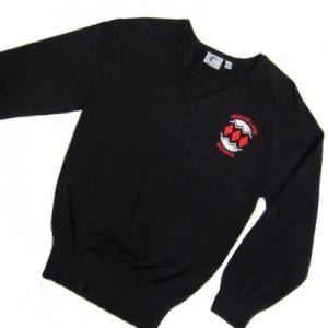Higham Lane Boys Black V-Neck Pullover w/Logo (Optional)