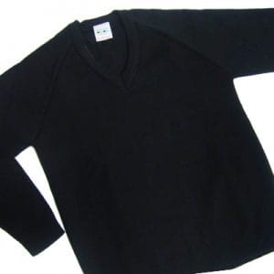 New College Black V-Neck Supacryl Pullover (Optional)