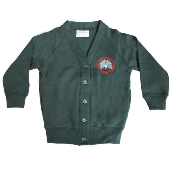 James Peacock Bottle Green Sweat Cardigan w/Logo