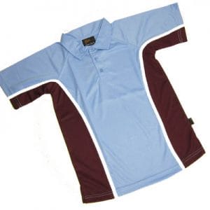 Ecclesbourne Sky Blue/Maroon/White Polo Shirt