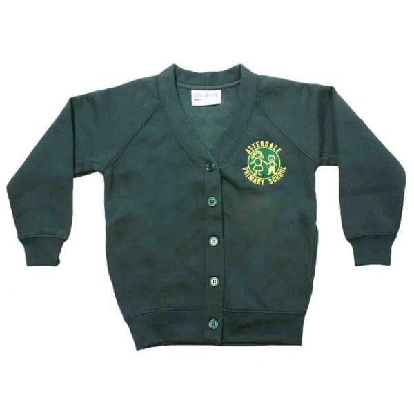 Asterdale Girls Bottle Green Cardigan w/Logo