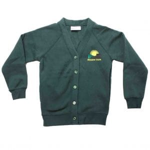 Meadow Farm Girls Bottle Green Cardigan w/Logo