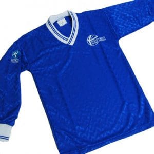 Rushey Mead Boys Royal Shadow Stripe Football Shirt w/Logo