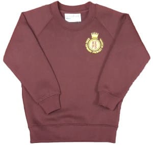 King Edward Maroon Crew Neck Sweatshirt w/Logo