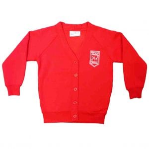 Nathaniel Newton Girls Red Cardigan w/Logo