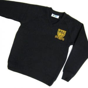Black Vee Neck Sweatshirt With Badge