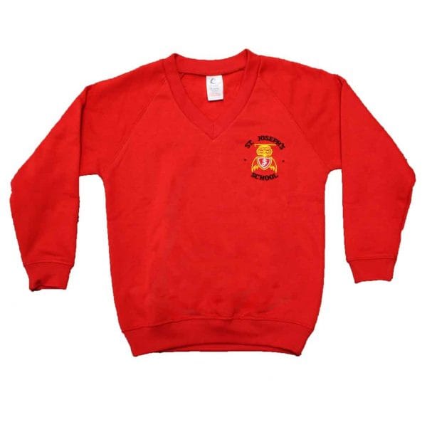 Red V-Neck Sweatshirt w/Logo
