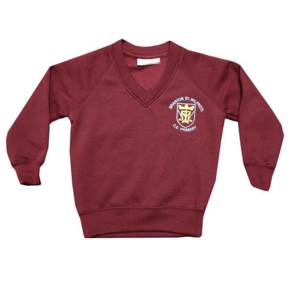 Branton St. Wilfrids Maroon V-Neck Sweatshirt w/Logo