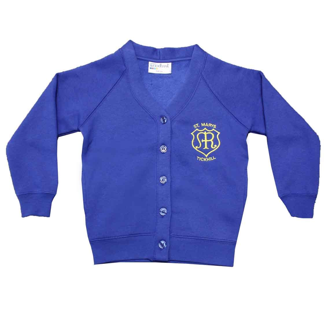 Tickhill St Mary's Girls Royal Blue Cardigan w/Logo Schoolwear Solutions
