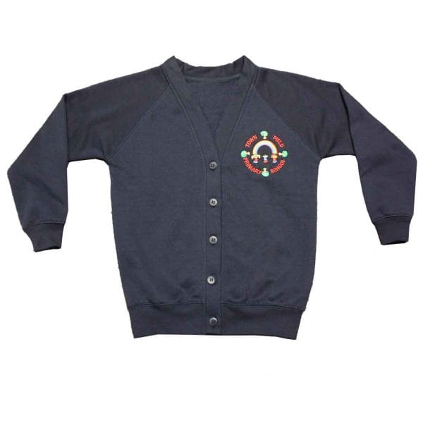 Town Field Primary Girls Navy Cardigan w/Logo