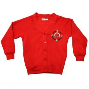 Town Field Primary Girls Red Cardigan w/Logo