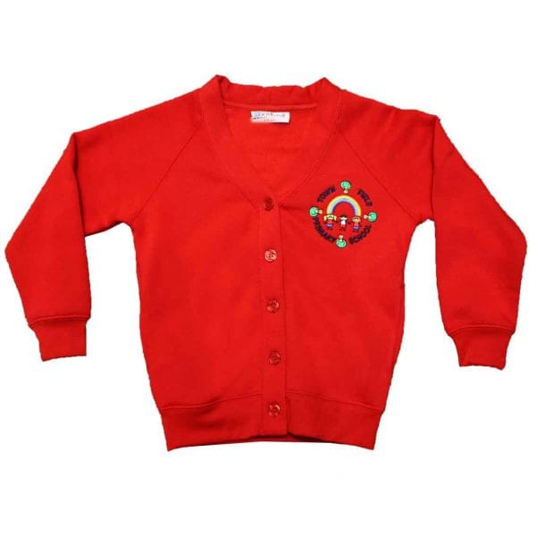 Town Field Primary Girls Red Cardigan w/Logo