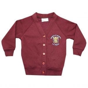 Branton St. Wilfrids Girls Maroon Cardigan w/Logo