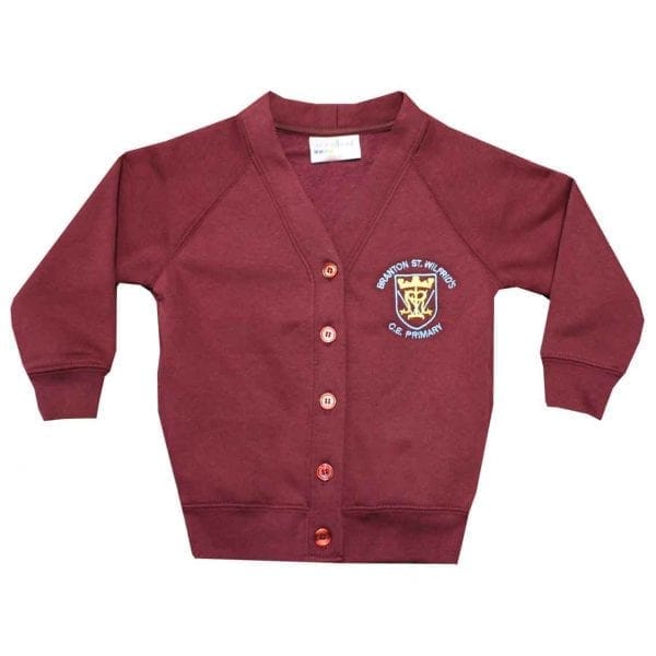 Branton St. Wilfrids Girls Maroon Cardigan w/Logo