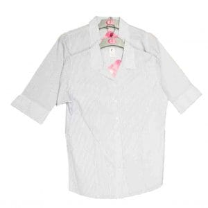 Girls 3/4 Sleeve Blouse - White w/Royal Blue Pin Stripes)