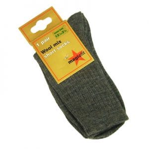 Boys Classic Ribbed Grey Wool Short Socks