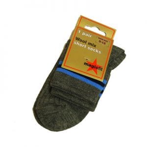 Pocklington Girls Grey Short Socks With Coloured Hoops