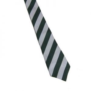 Silverhill Primary Bottle Green/Silver Striped Tie (Elastic)